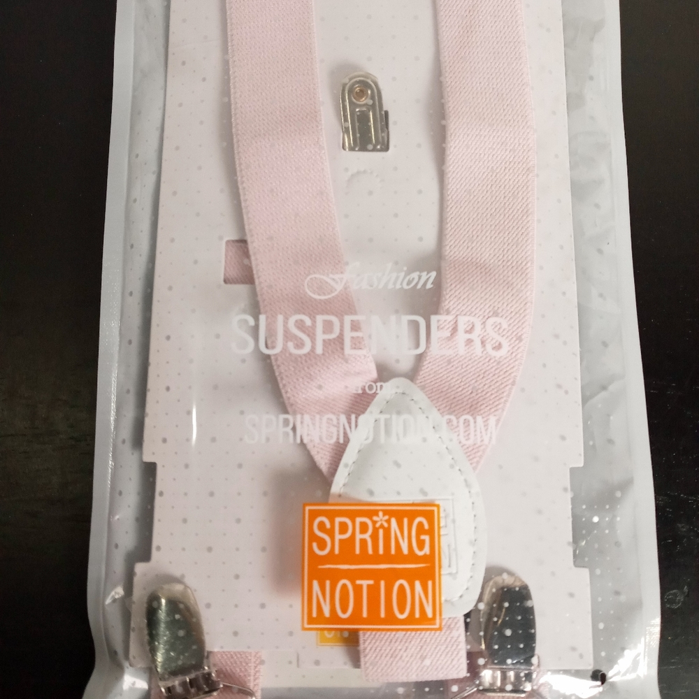 Spring Notion Boys Suspenders Kids Solid Color Elastic Adjustable PASTEL PINK